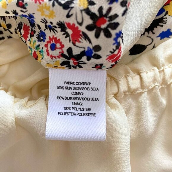 NWOT DEREK LAM 10 CROSBY 100% SILK FLORAL SLEEVELESS SMOCKED TASSEL BLOUSE - XS - Picture 10 of 10